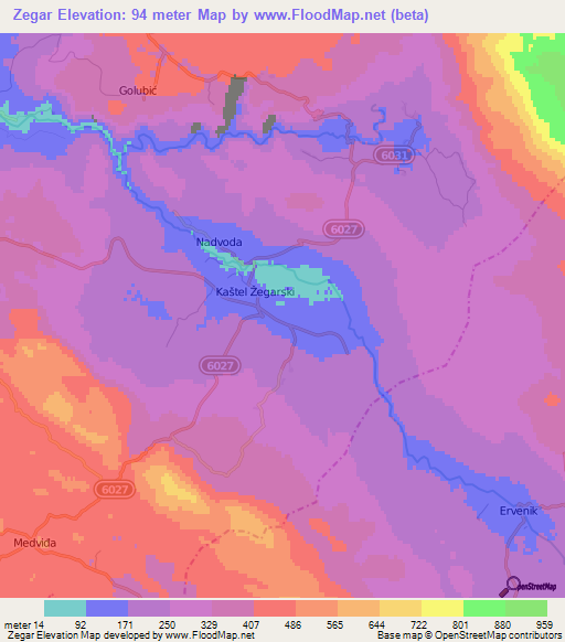 Zegar,Croatia Elevation Map