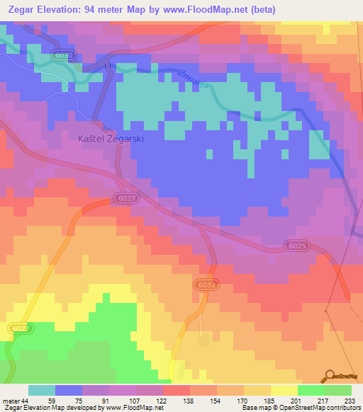 Zegar,Croatia Elevation Map