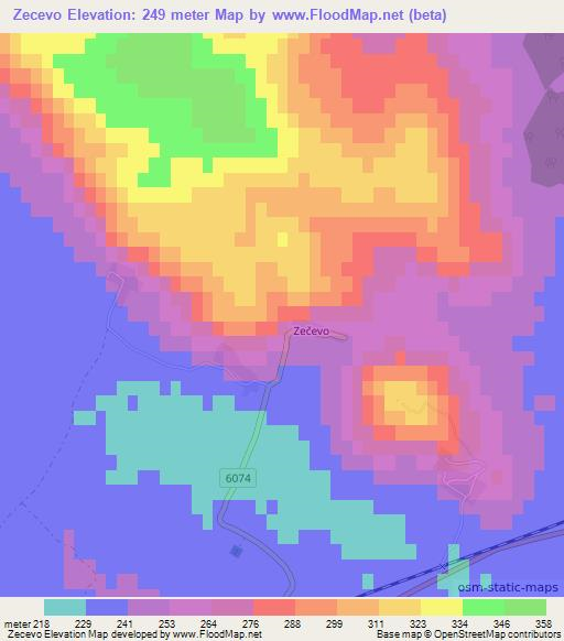 Zecevo,Croatia Elevation Map