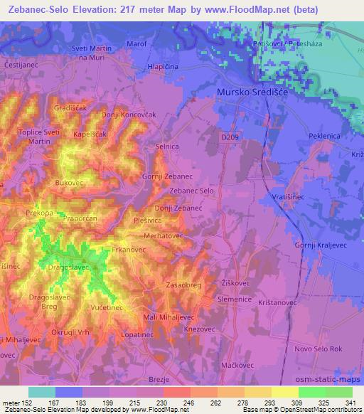 Zebanec-Selo,Croatia Elevation Map