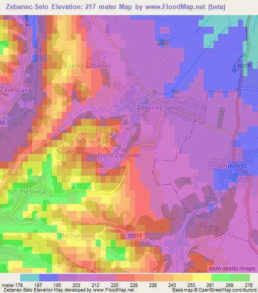 Zebanec-Selo,Croatia Elevation Map