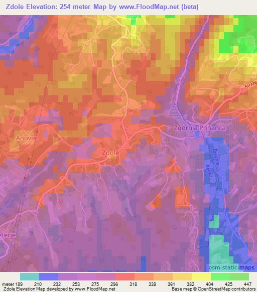 Zdole,Slovenia Elevation Map