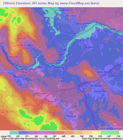 Zdihovo,Croatia Elevation Map