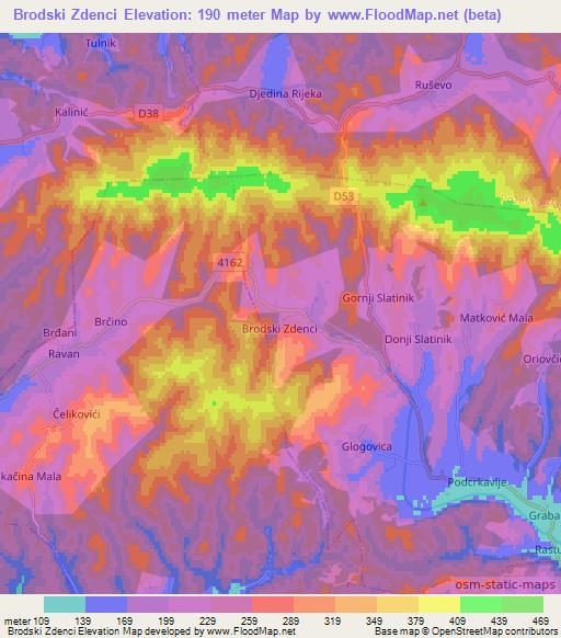 Brodski Zdenci,Croatia Elevation Map