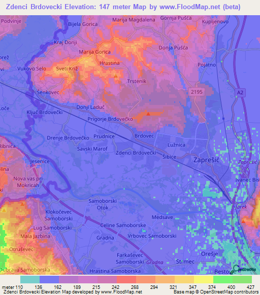 Zdenci Brdovecki,Croatia Elevation Map