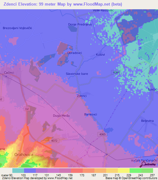 Zdenci,Croatia Elevation Map