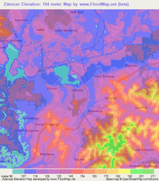 Zdencec,Croatia Elevation Map