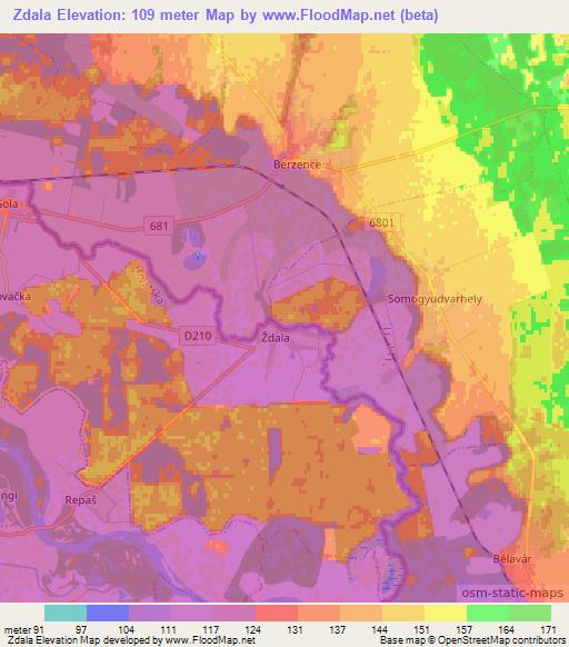 Zdala,Croatia Elevation Map