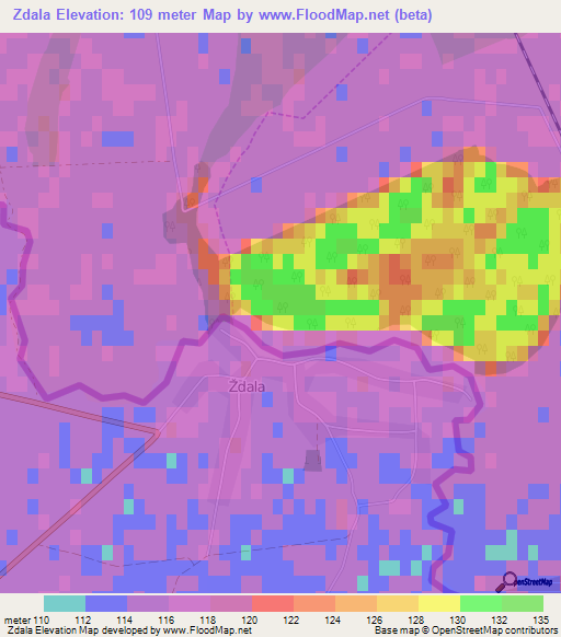 Zdala,Croatia Elevation Map