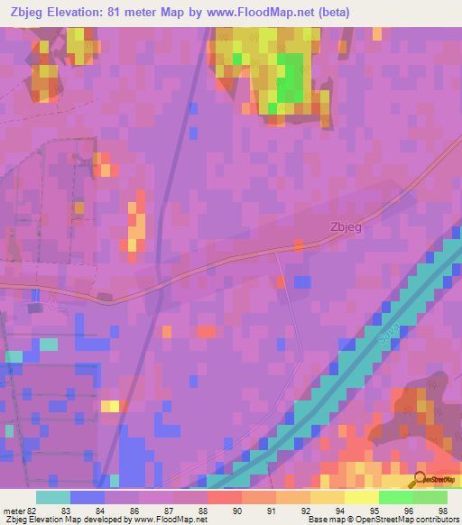 Zbjeg,Croatia Elevation Map