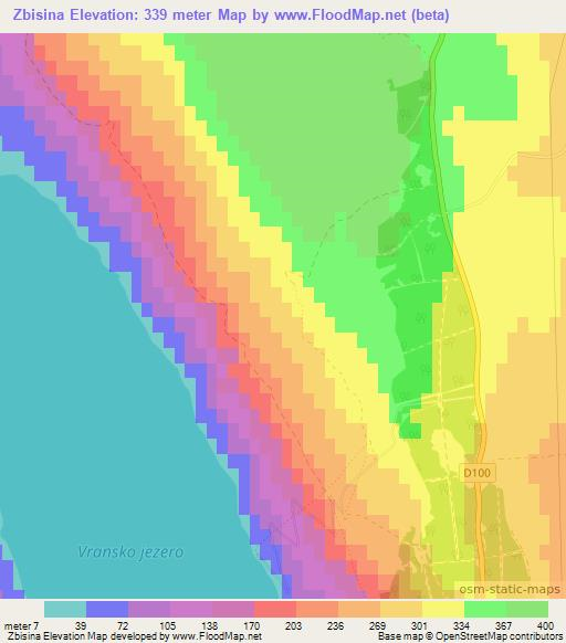 Zbisina,Croatia Elevation Map