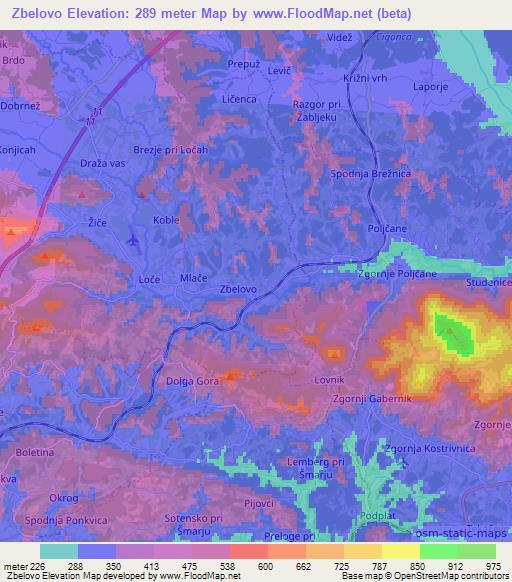 Zbelovo,Slovenia Elevation Map