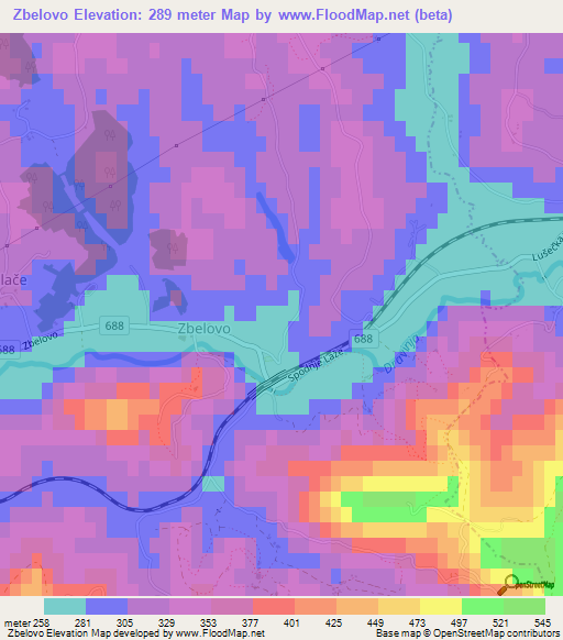 Zbelovo,Slovenia Elevation Map