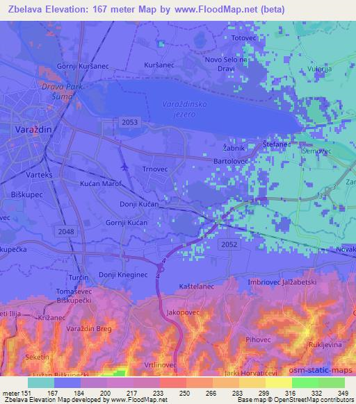 Zbelava,Croatia Elevation Map