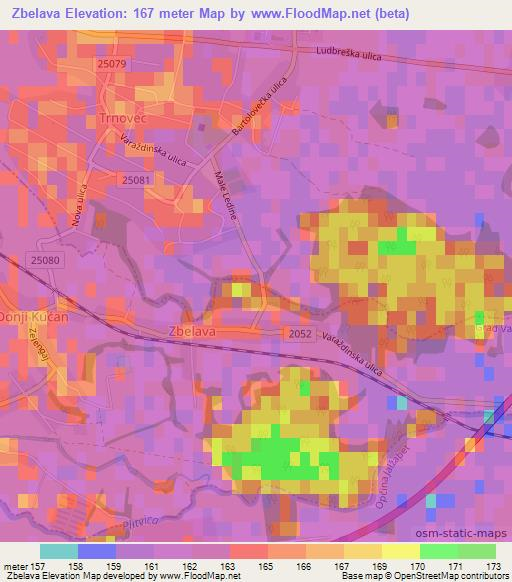 Zbelava,Croatia Elevation Map