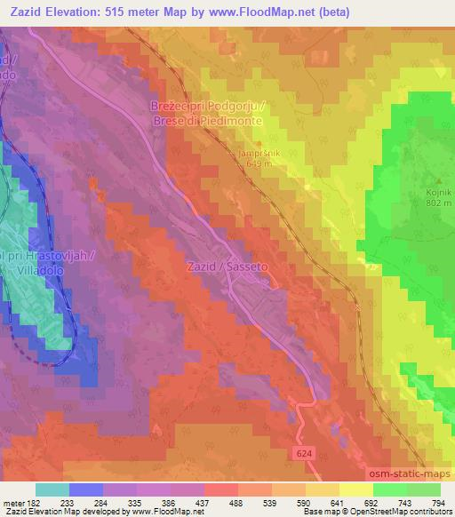 Zazid,Slovenia Elevation Map