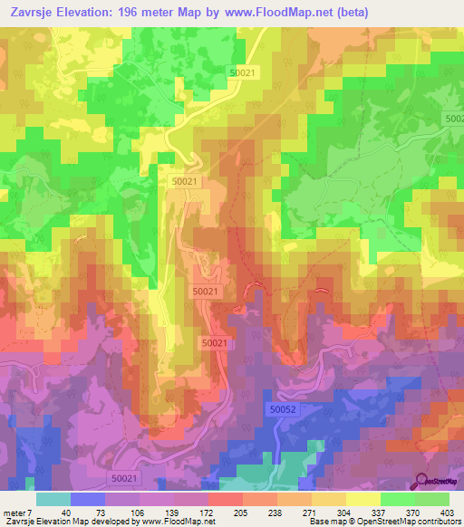 Zavrsje,Croatia Elevation Map