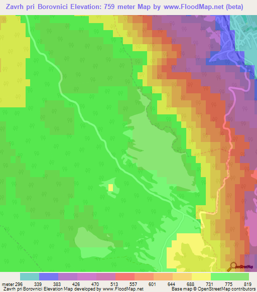 Zavrh pri Borovnici,Slovenia Elevation Map