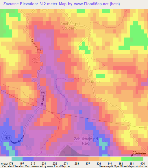 Zavratec,Slovenia Elevation Map