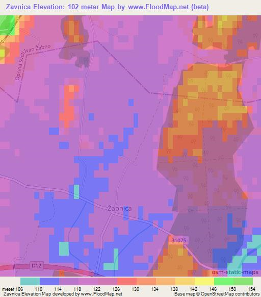 Zavnica,Croatia Elevation Map