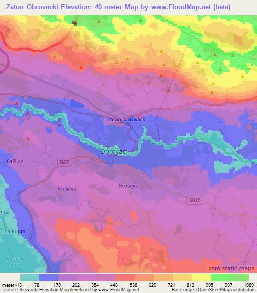 Zaton Obrovacki,Croatia Elevation Map