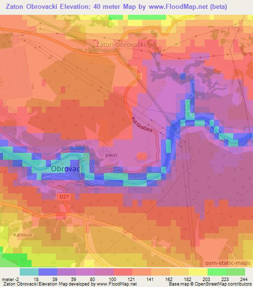 Zaton Obrovacki,Croatia Elevation Map