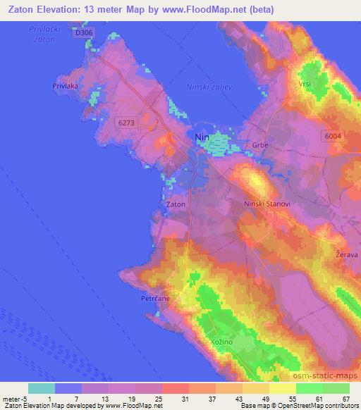 Zaton,Croatia Elevation Map