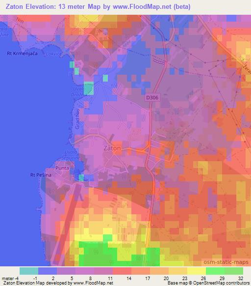 Zaton,Croatia Elevation Map