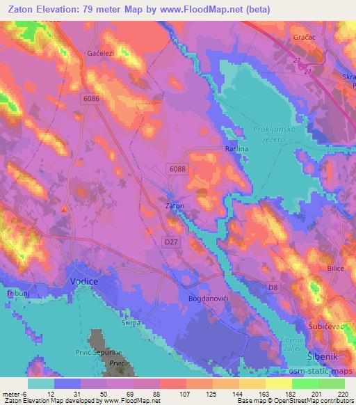 Zaton,Croatia Elevation Map