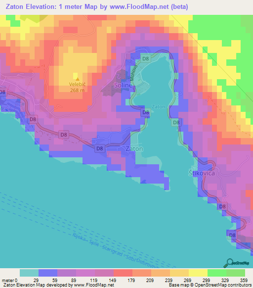 Zaton,Croatia Elevation Map