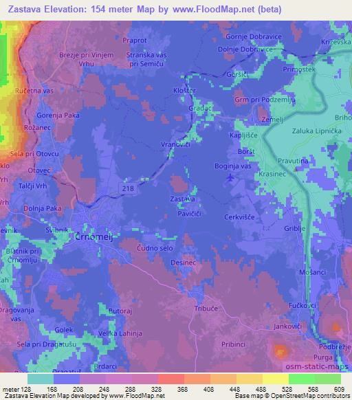 Zastava,Slovenia Elevation Map