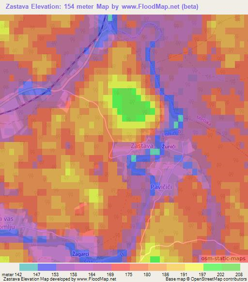 Zastava,Slovenia Elevation Map