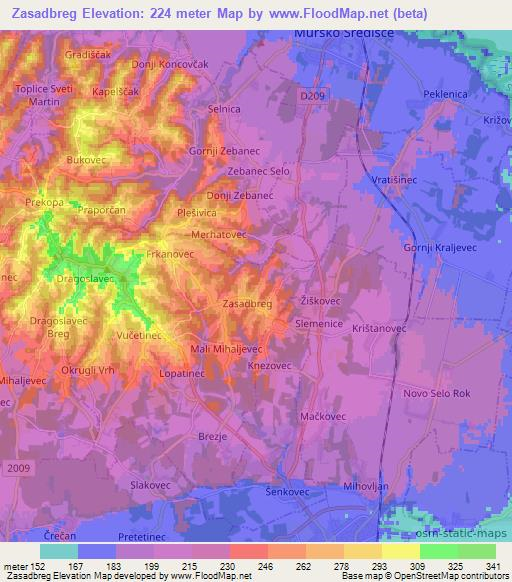 Zasadbreg,Croatia Elevation Map