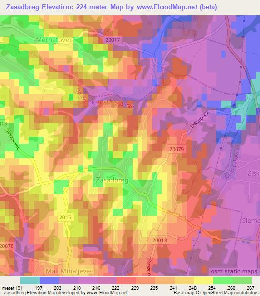 Zasadbreg,Croatia Elevation Map