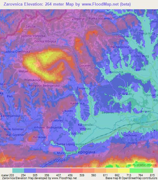 Zarovnica,Croatia Elevation Map