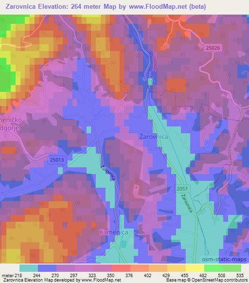 Zarovnica,Croatia Elevation Map