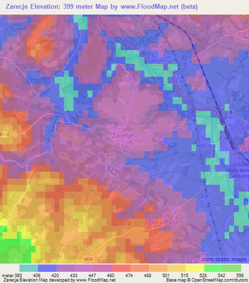 Zarecje,Slovenia Elevation Map