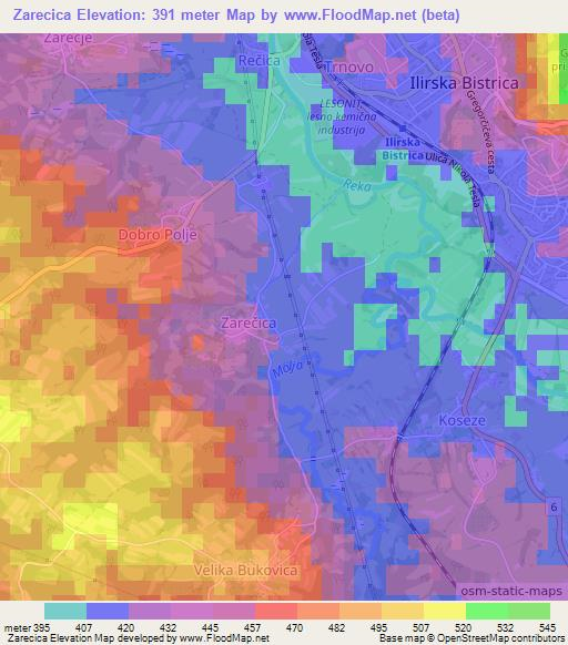 Zarecica,Slovenia Elevation Map