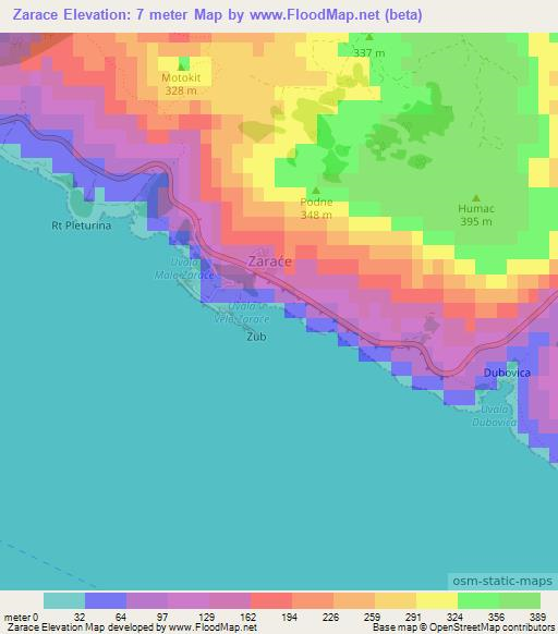 Zarace,Croatia Elevation Map