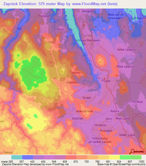 Zapotok,Slovenia Elevation Map