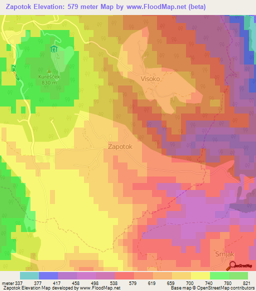 Zapotok,Slovenia Elevation Map