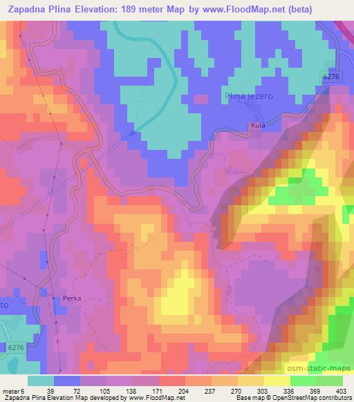 Zapadna Plina,Croatia Elevation Map