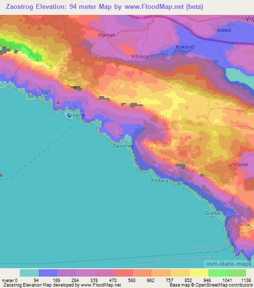 Zaostrog,Croatia Elevation Map