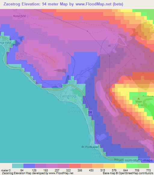 Zaostrog,Croatia Elevation Map