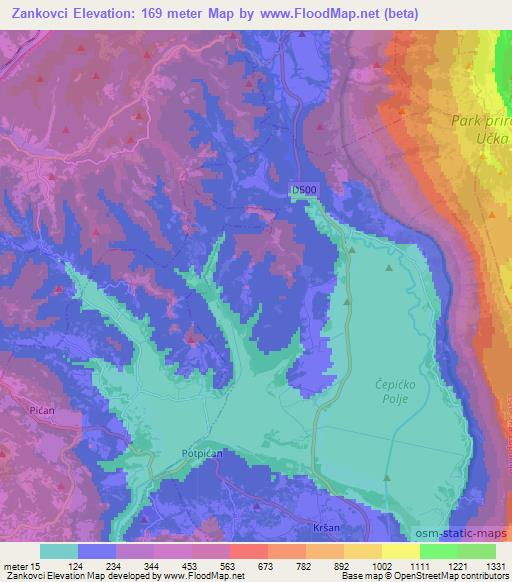 Zankovci,Croatia Elevation Map