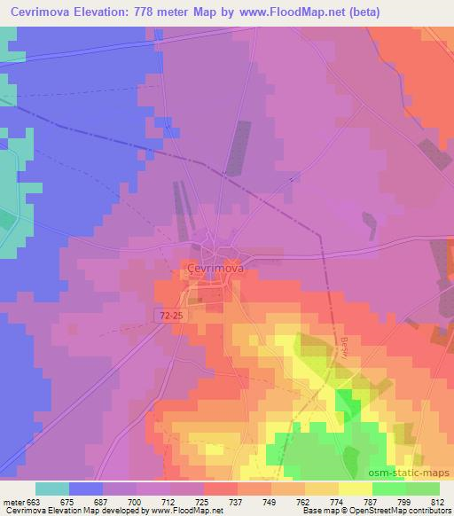 Cevrimova,Turkey Elevation Map