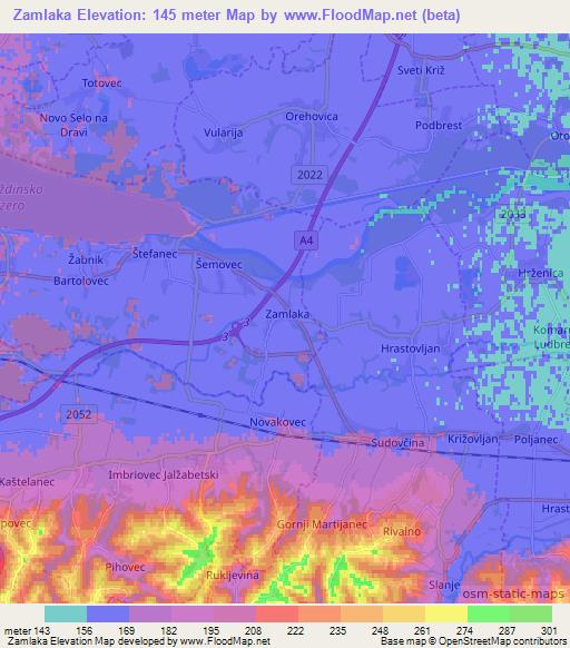 Zamlaka,Croatia Elevation Map