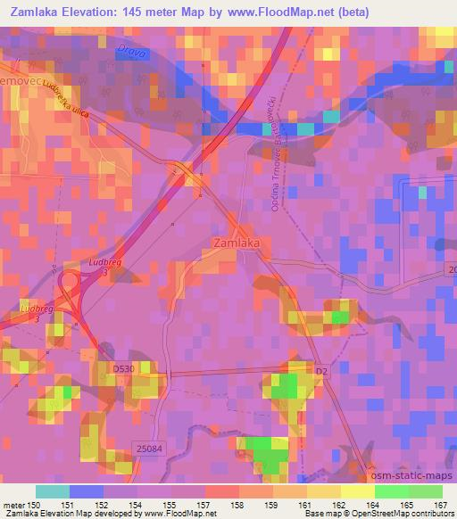 Zamlaka,Croatia Elevation Map