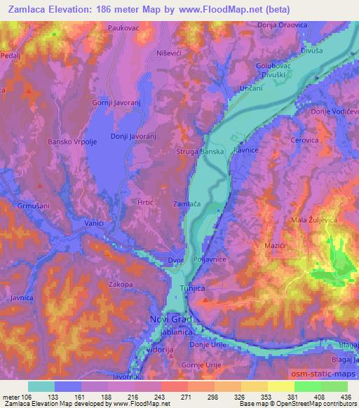 Zamlaca,Croatia Elevation Map