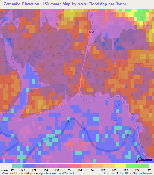 Zamesko,Slovenia Elevation Map